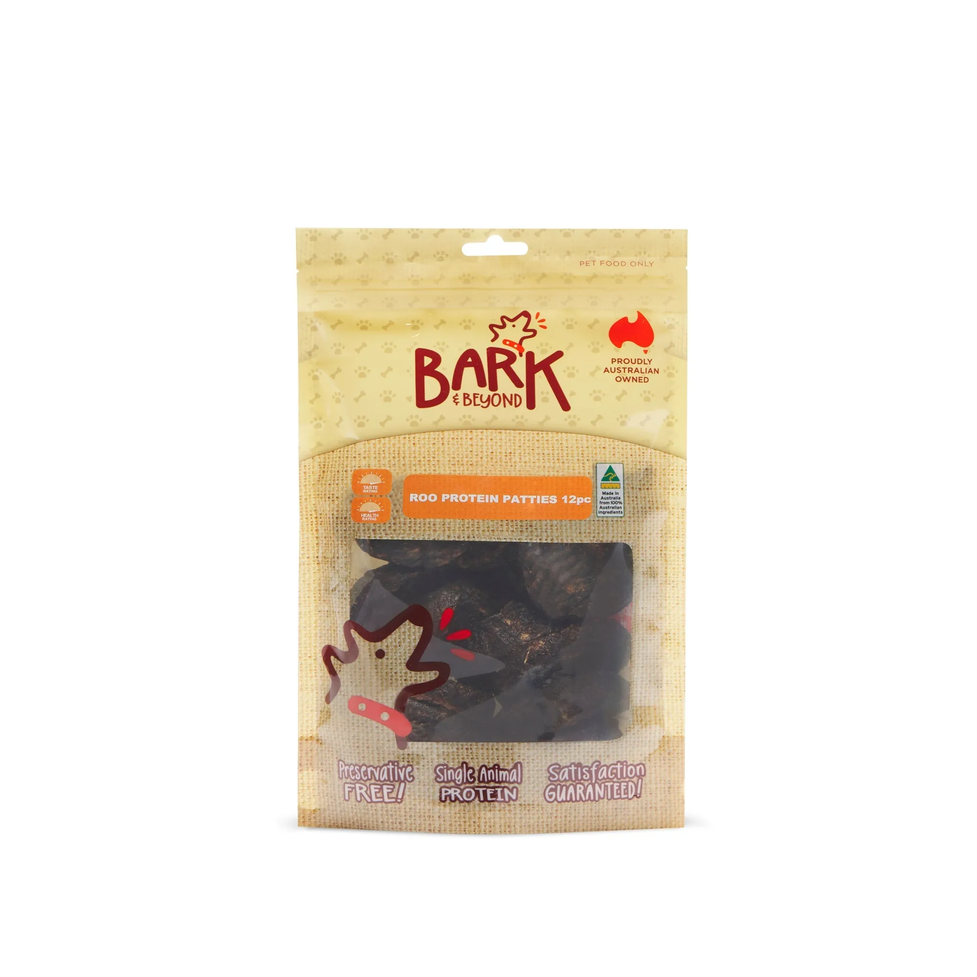 Bark and Beyond Kangaroo Protein Patties Dog Treats 12 Pack