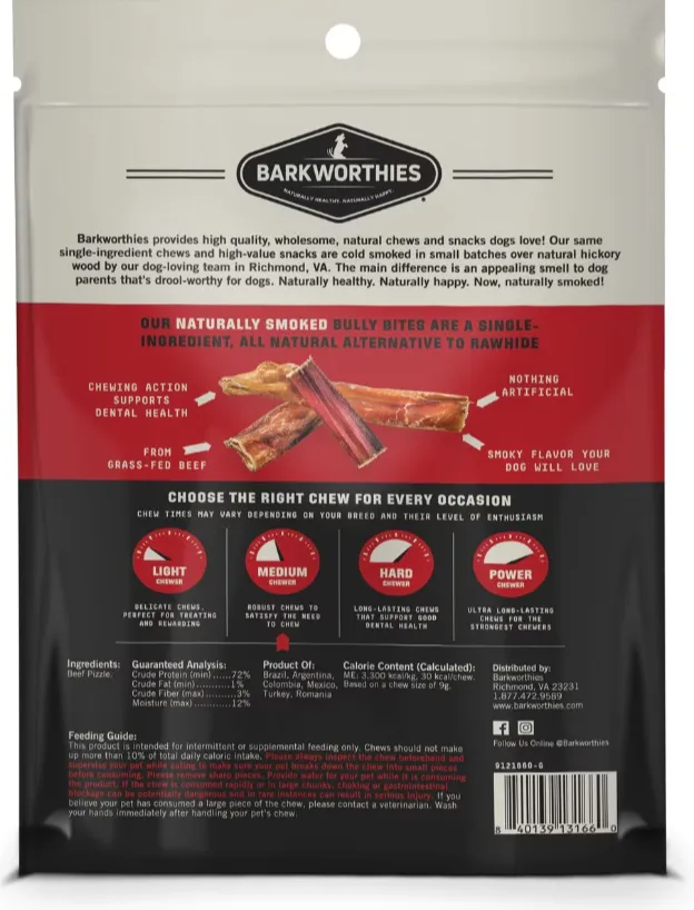 Barkworthies 5 oz. Smoked Bully Bites For Dogs