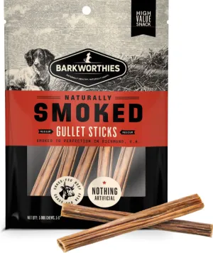 Barkworthies 5 Pack Smoked Beef Gullet Sticks For Dogs