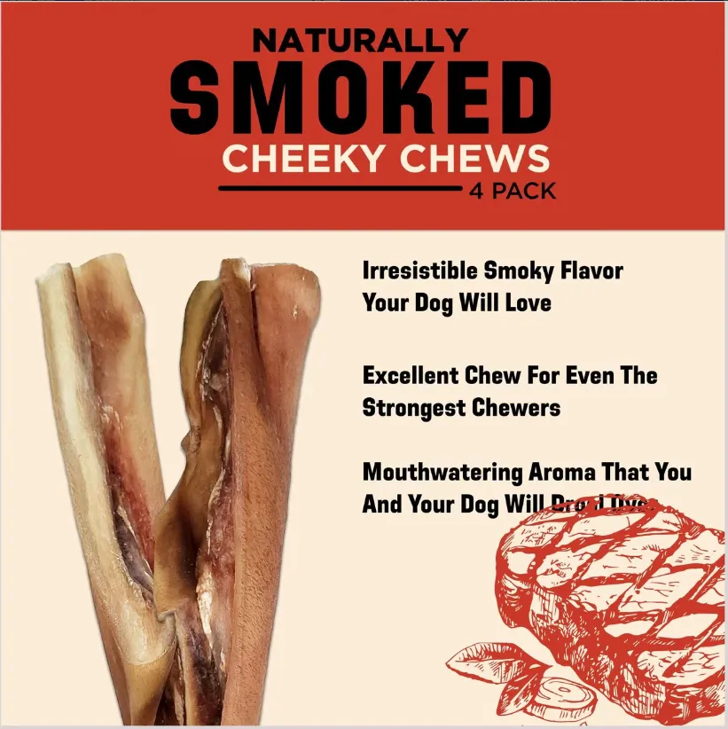 Barkworthies Smoked Cheeky Chews 4 Pack For Dogs