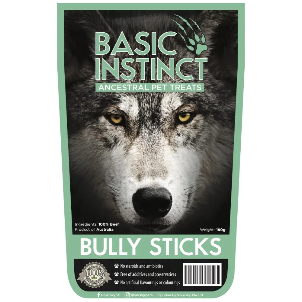 Basic Instinct Bully Sticks Dog Chew Treats 180g