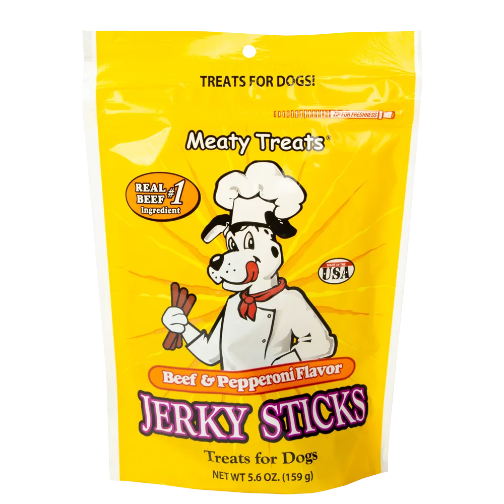 Beef & Pepperoni Jerky Sticks for Dogs | 22.5 oz, 5.6 oz | Meaty Treats