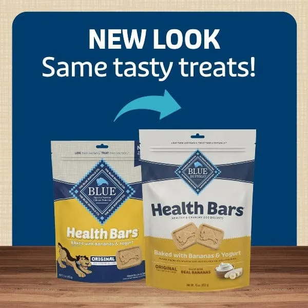 BLUE Health Bars Natural Crunchy Dog Treats Biscuits; Banana & Yogurt, 16oz