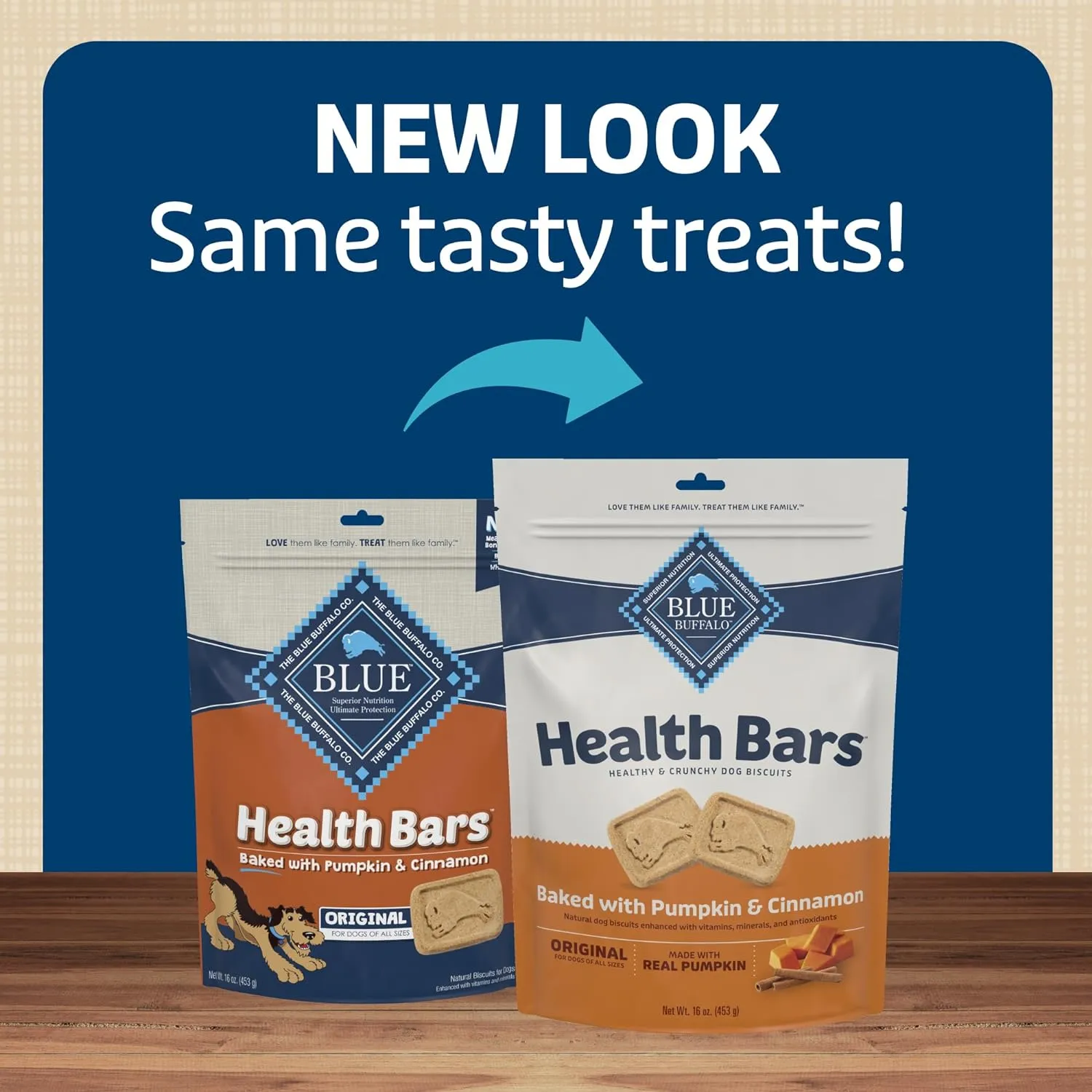 BLUE Health Bars Natural Crunchy Dog Treats Biscuits; Pumpkin & Cinnamon, 16oz