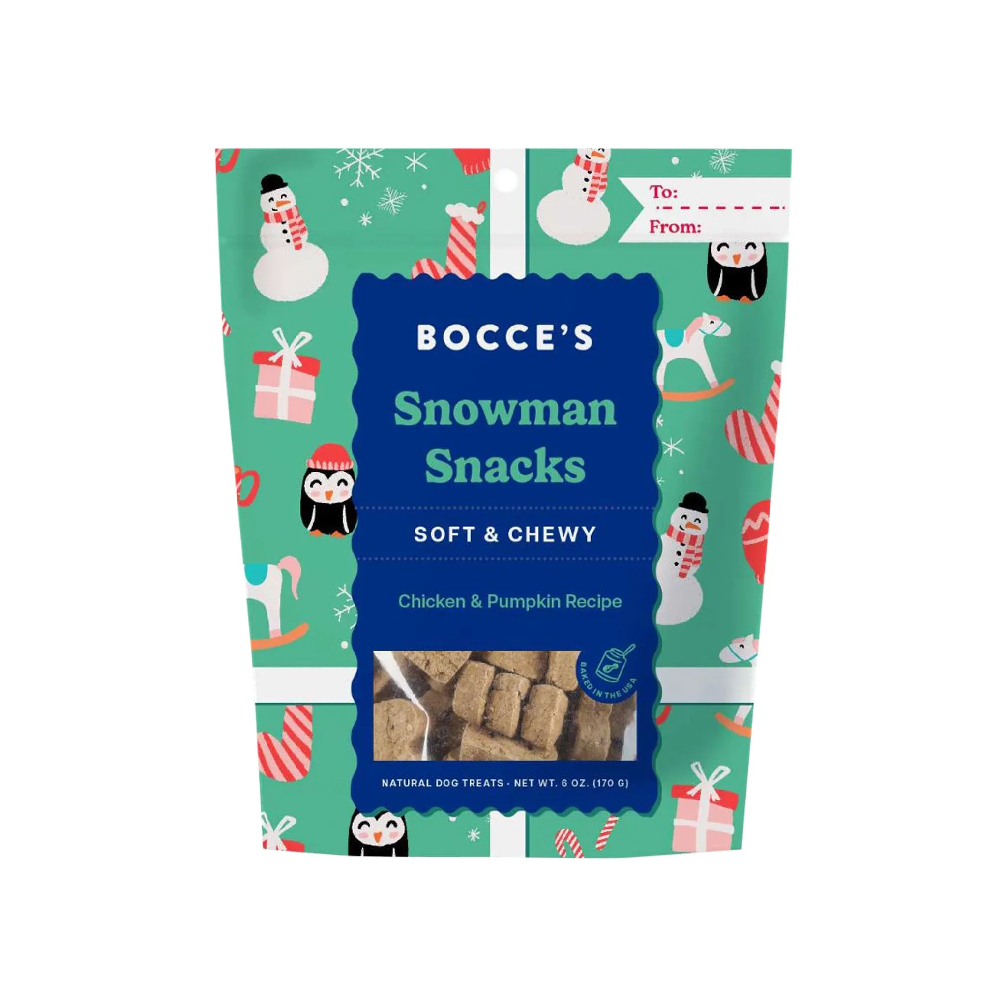 Bocce's Bakery Snowman Snacks Soft & Chewy Dog Treats