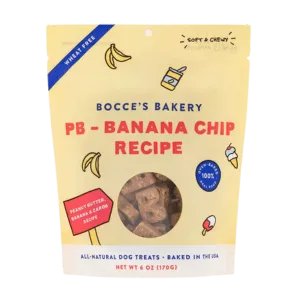 Bocce's Bakery Soft & Chewy Summertime PB-Banana Chip Dog Treats, 6 oz