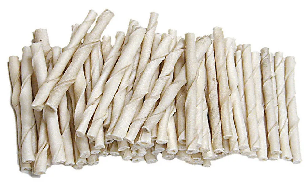 Burgham CattleRanch White Twisted  Rawhide  Stick 5 in x 10mm DD-6273