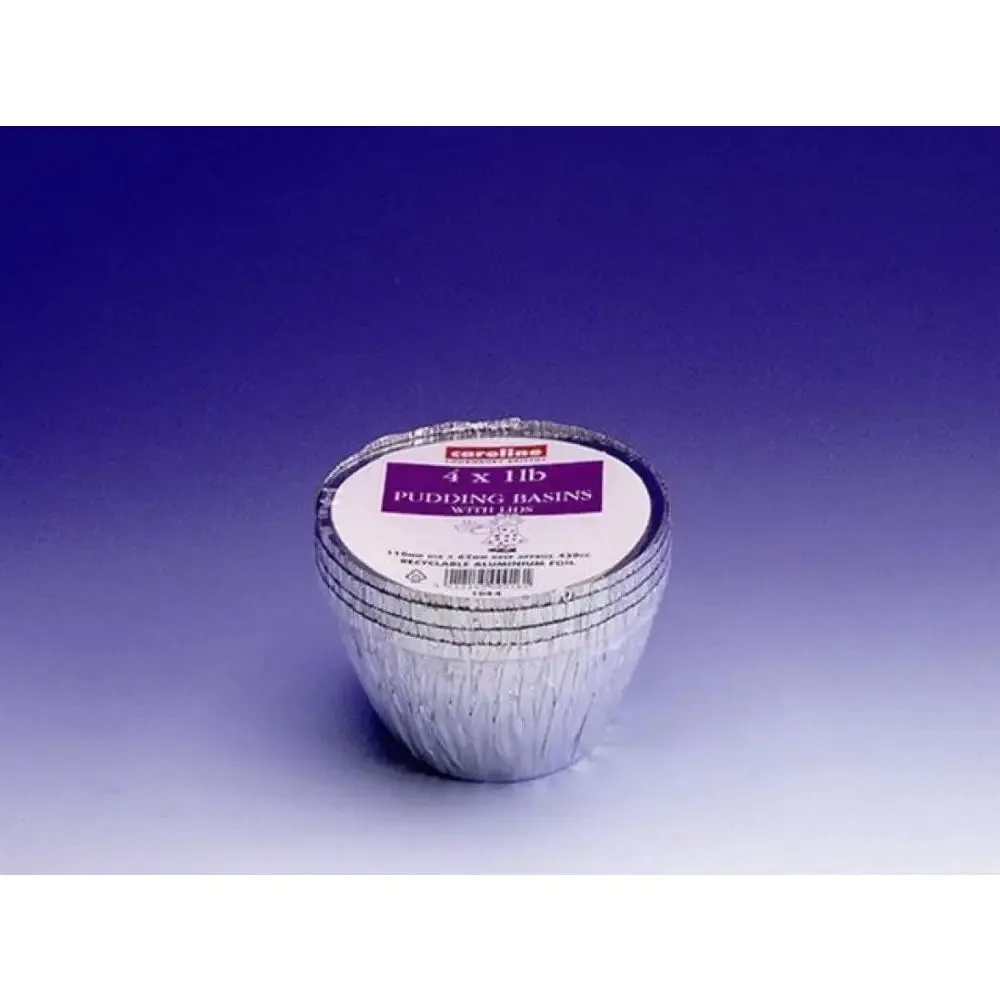 Caroline Foil Pudding Basins with Lids 1lb 4 Pack