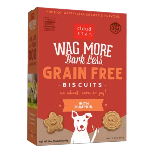 Cloud Star Wag More Bark Less Grain-Free Oven Baked with Pumpkin Dog Treats 14 oz