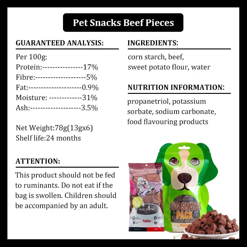 Diced Beef Dog Snack - Chewy, Nutritious Training Treat for Dogs & Puppies