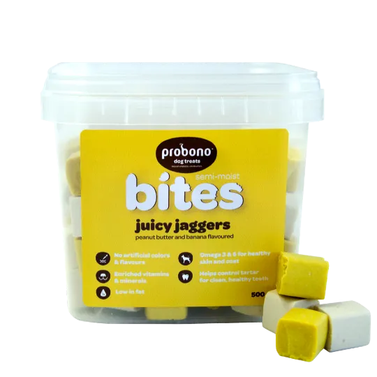 Dog Semi Moist Peanut Butter & Banana Juicy Jaggers 500g Tub