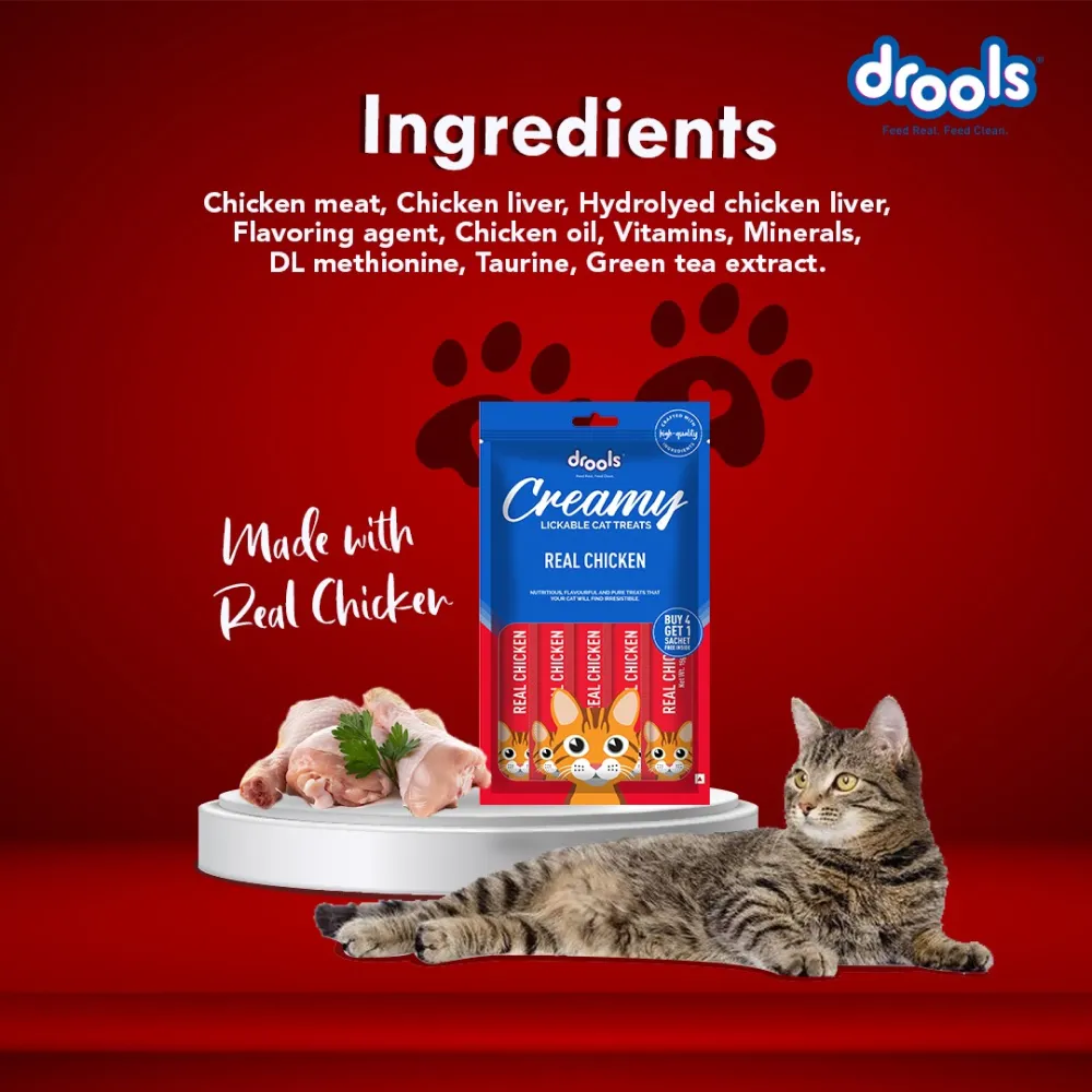 Drools Real Chicken and Salmon & Skipjack Creamy Cat Treats Combo