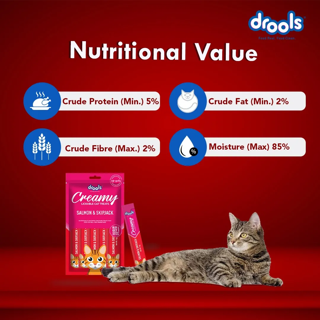 Drools Real Chicken and Salmon & Skipjack Creamy Cat Treats Combo