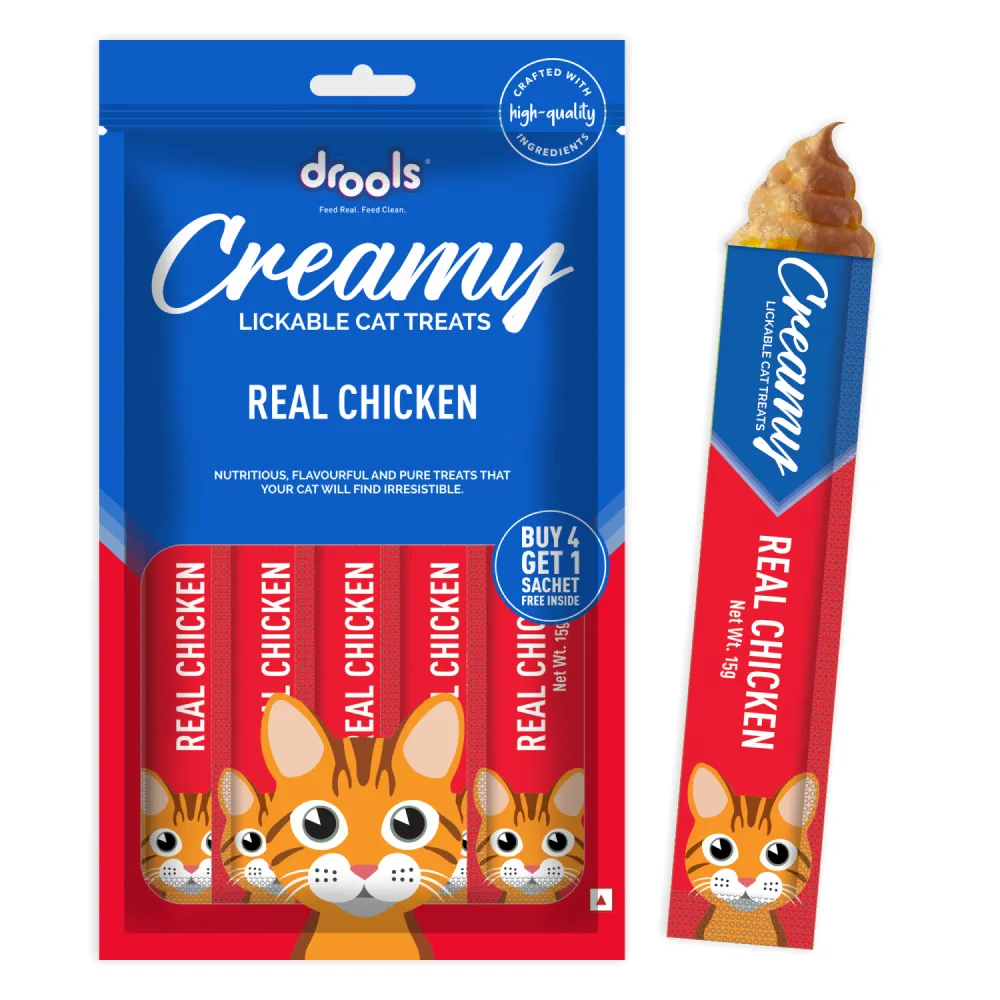 Drools Real Chicken and Salmon & Skipjack Creamy Cat Treats Combo