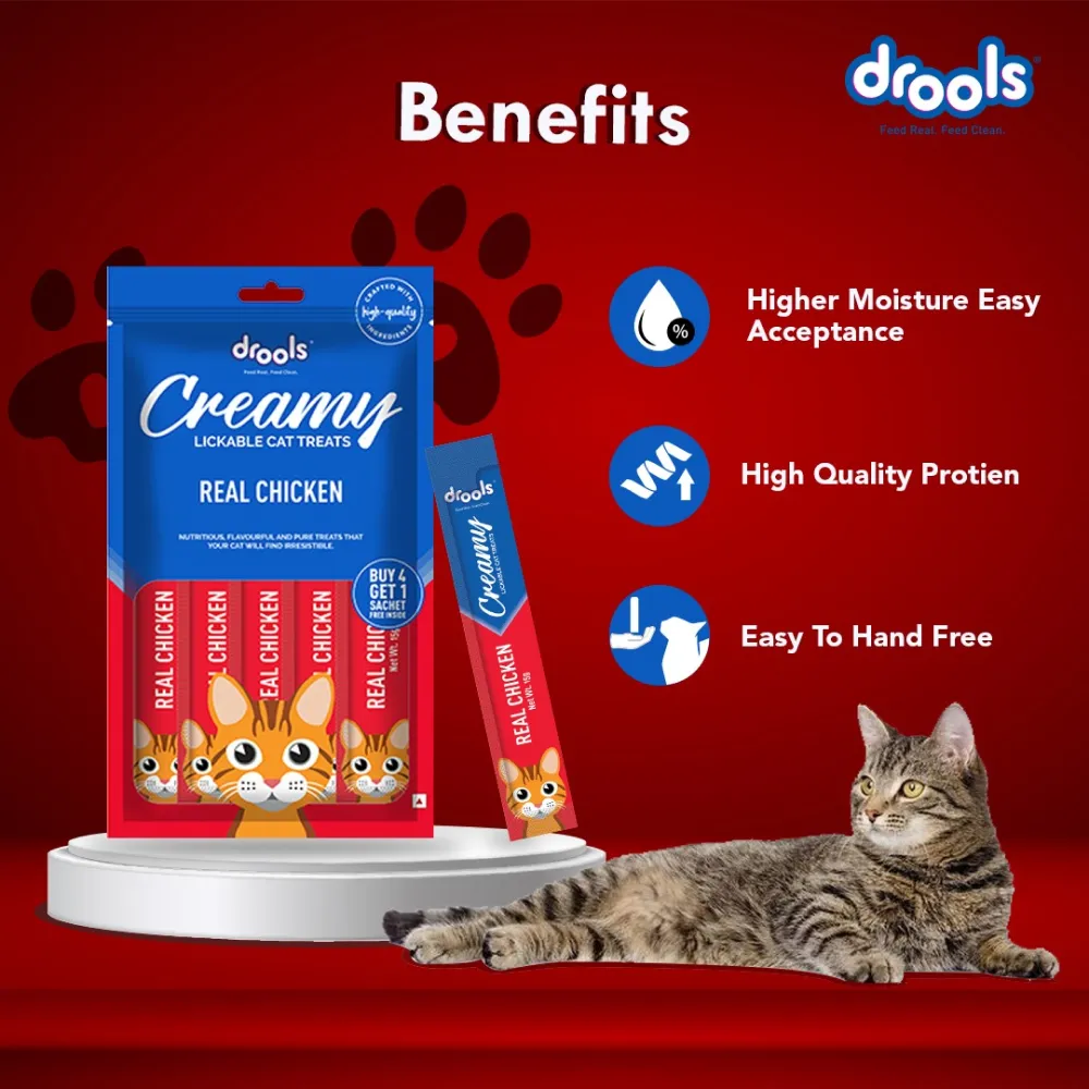 Drools Real Chicken and Salmon & Skipjack Creamy Cat Treats Combo