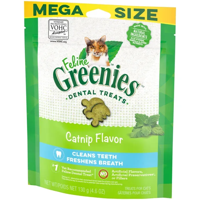 FELINE GREENIES Catnip Flavored Dental Treats, Mega Size