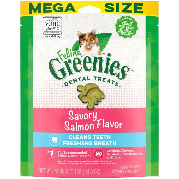 FELINE GREENIES Savory Salmon Flavored Dental Treats, Mega Size