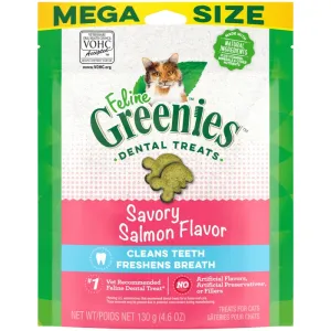 FELINE GREENIES Savory Salmon Flavored Dental Treats, Mega Size