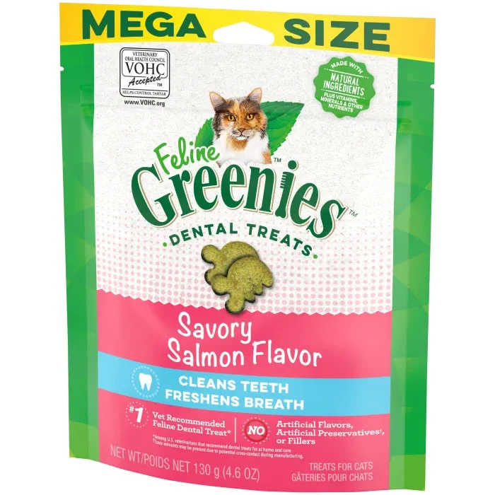 FELINE GREENIES Savory Salmon Flavored Dental Treats, Mega Size