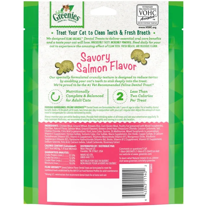 FELINE GREENIES Savory Salmon Flavored Dental Treats, Mega Size