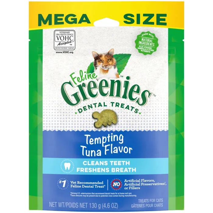 FELINE GREENIES Tempting Tuna Flavored Dental Treats, Mega Size