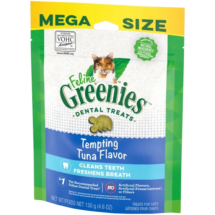 FELINE GREENIES Tempting Tuna Flavored Dental Treats, Mega Size