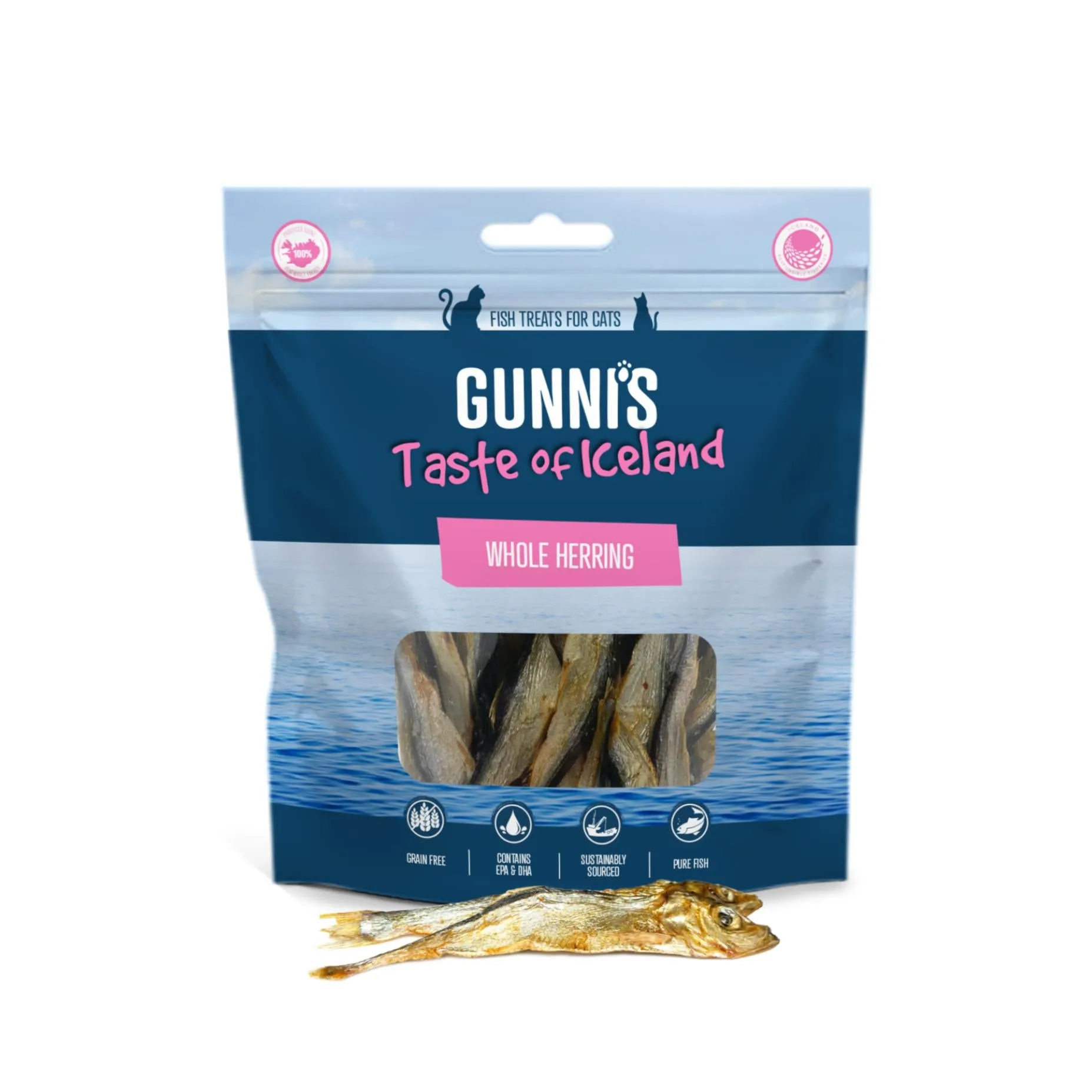 Gunnis Taste of Iceland Whole Herring Cat Treats 42.5g