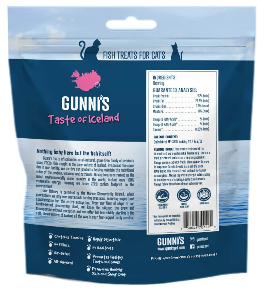 GUNNI'S Whole Herring Cat Treats 42.5g