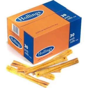 Hollings Pork Rolls 8 inch - Box of 30 - Free P&P