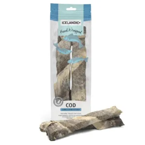 Icelandic  Dehydrated Cod Skin 10" Hand Wrapped Dog Chew 2 Pack 3.2 oz