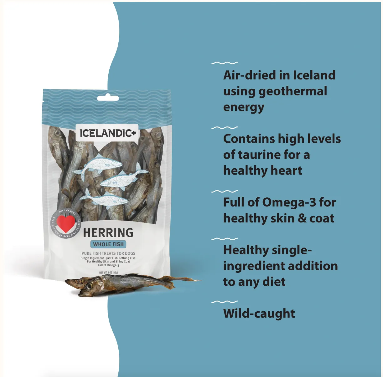 Icelandic  Herring Whole Fish Dog Treats - 3oz