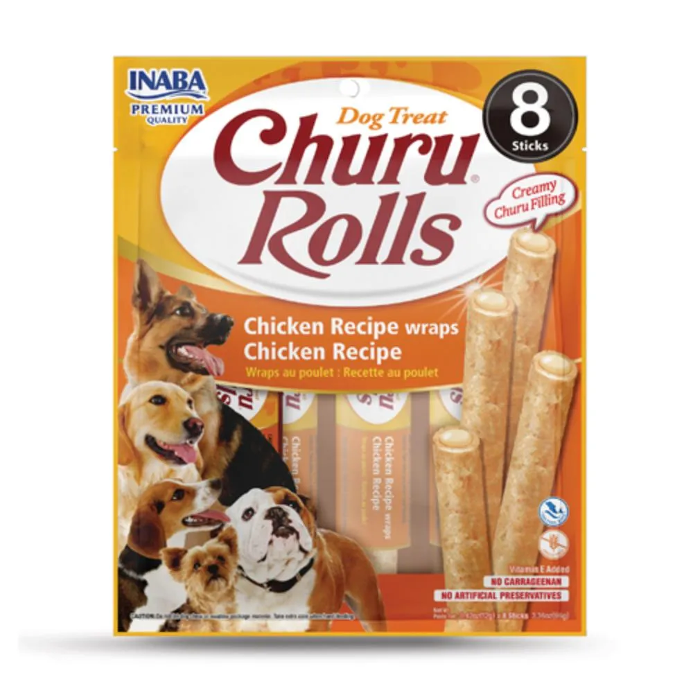 Inaba Dog Churu Rolls Chicken Wraps 96g 8pk