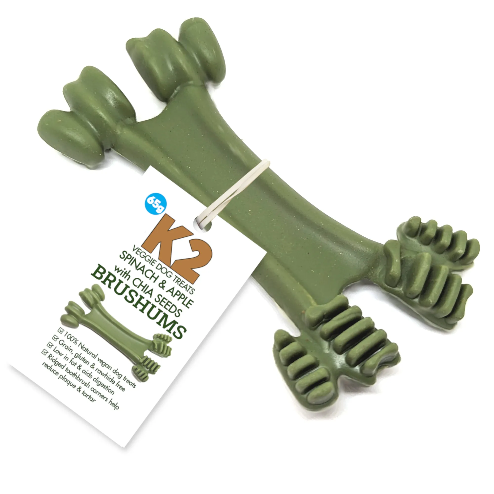 K2 Veggie Dog Treats Brushums Spinach & Apple 65g