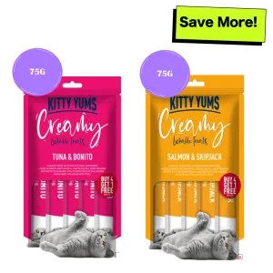 Kitty Yums Tuna & Bonito and Salmon & Skipjack Creamy Cat Treats Combo