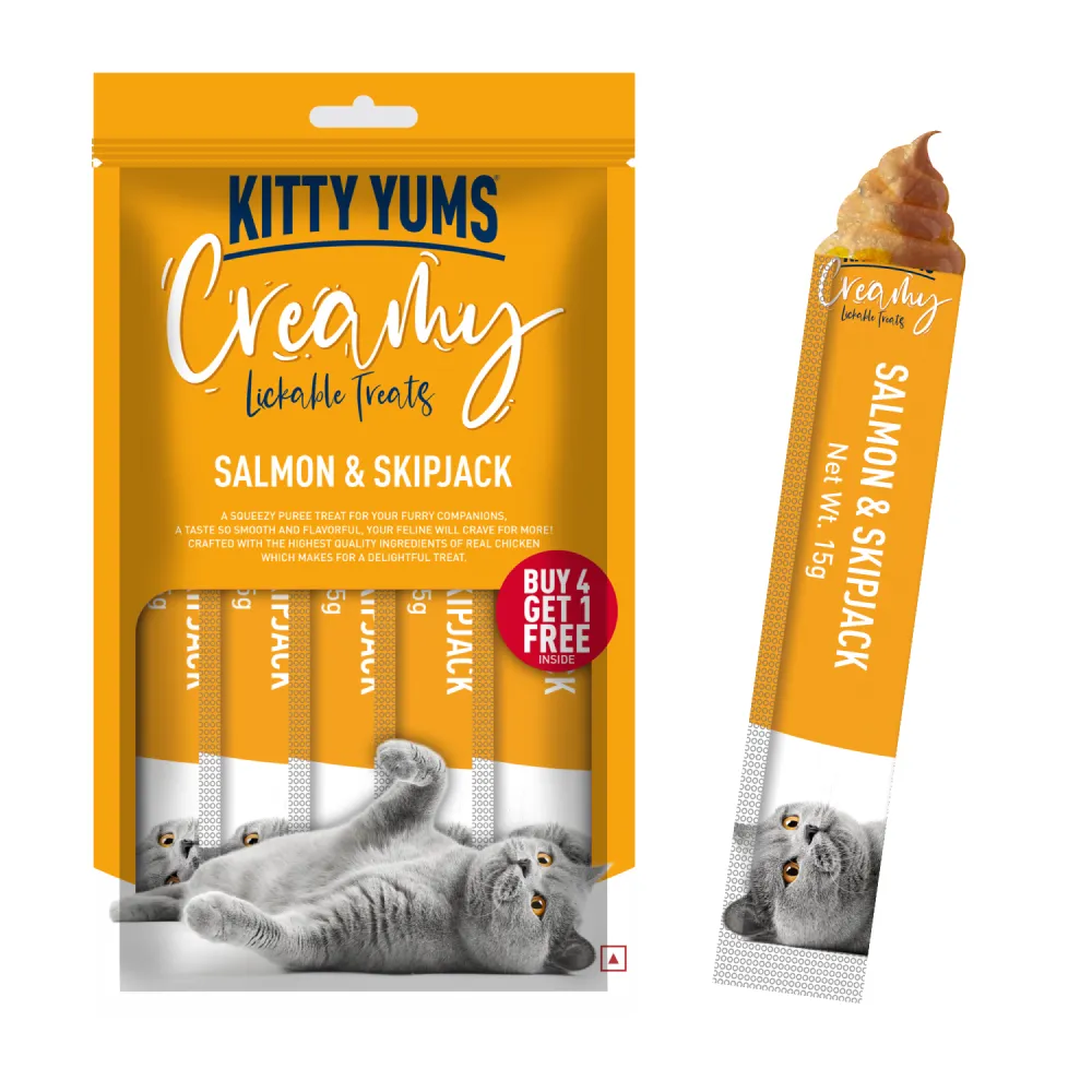 Kitty Yums Tuna & Bonito and Salmon & Skipjack Creamy Cat Treats Combo