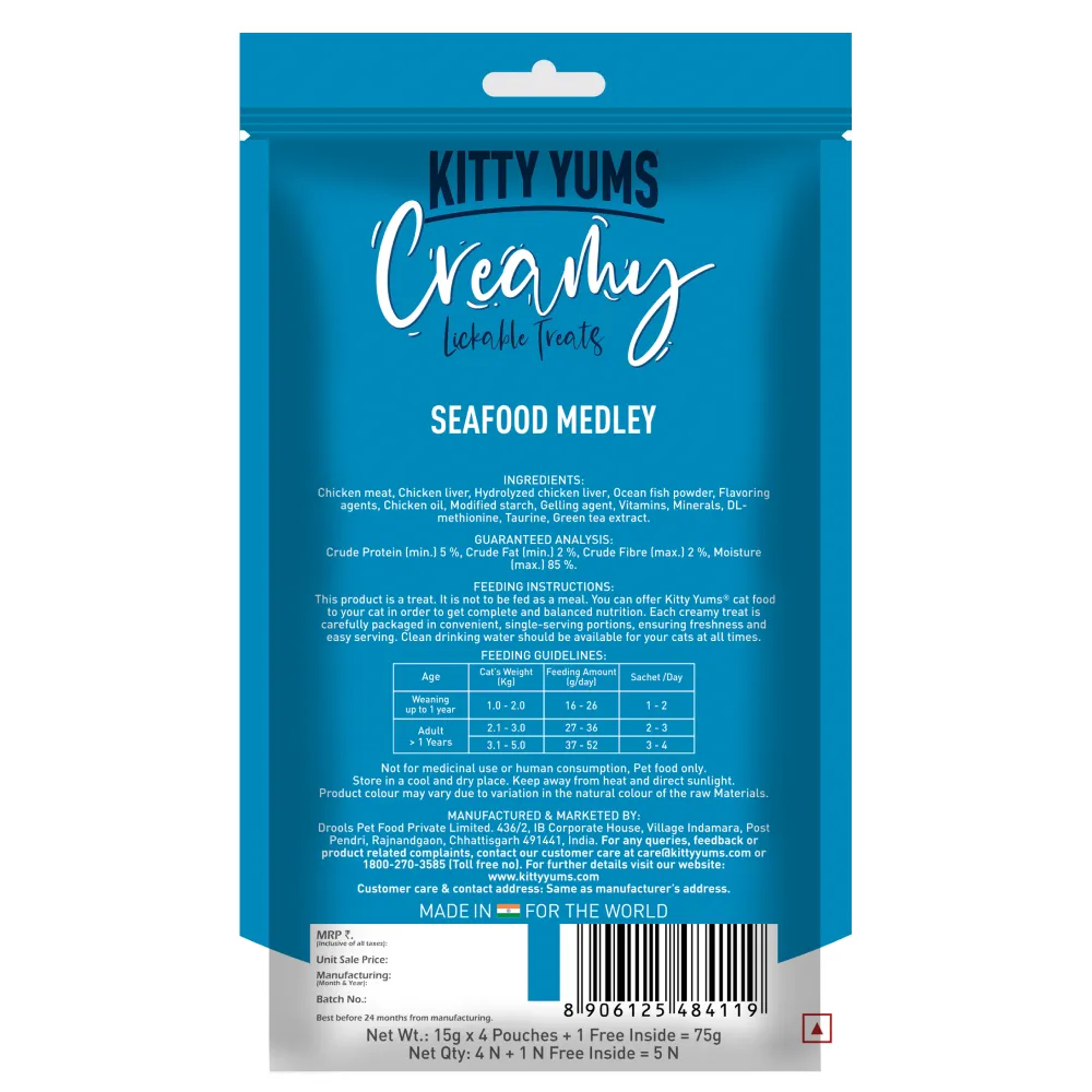 Kitty Yums Tuna & Bonito and Seafood Medley Creamy Cat Treats Combo