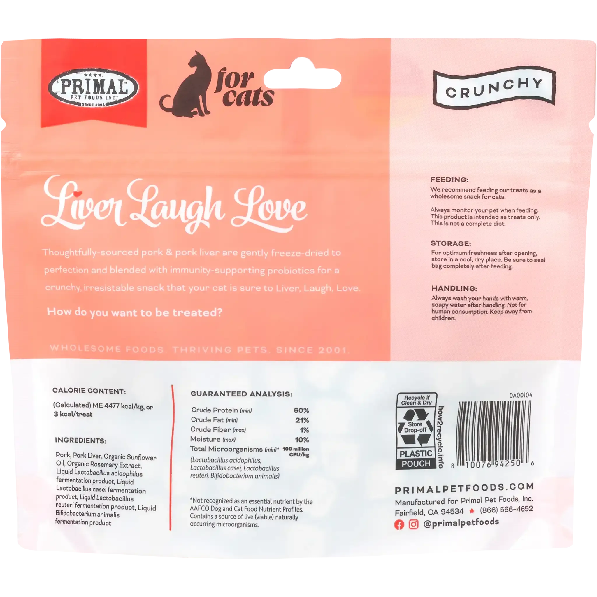 Liver Laugh Love Freeze-Dried Treats for Cats <br> Pork Liver Recipe