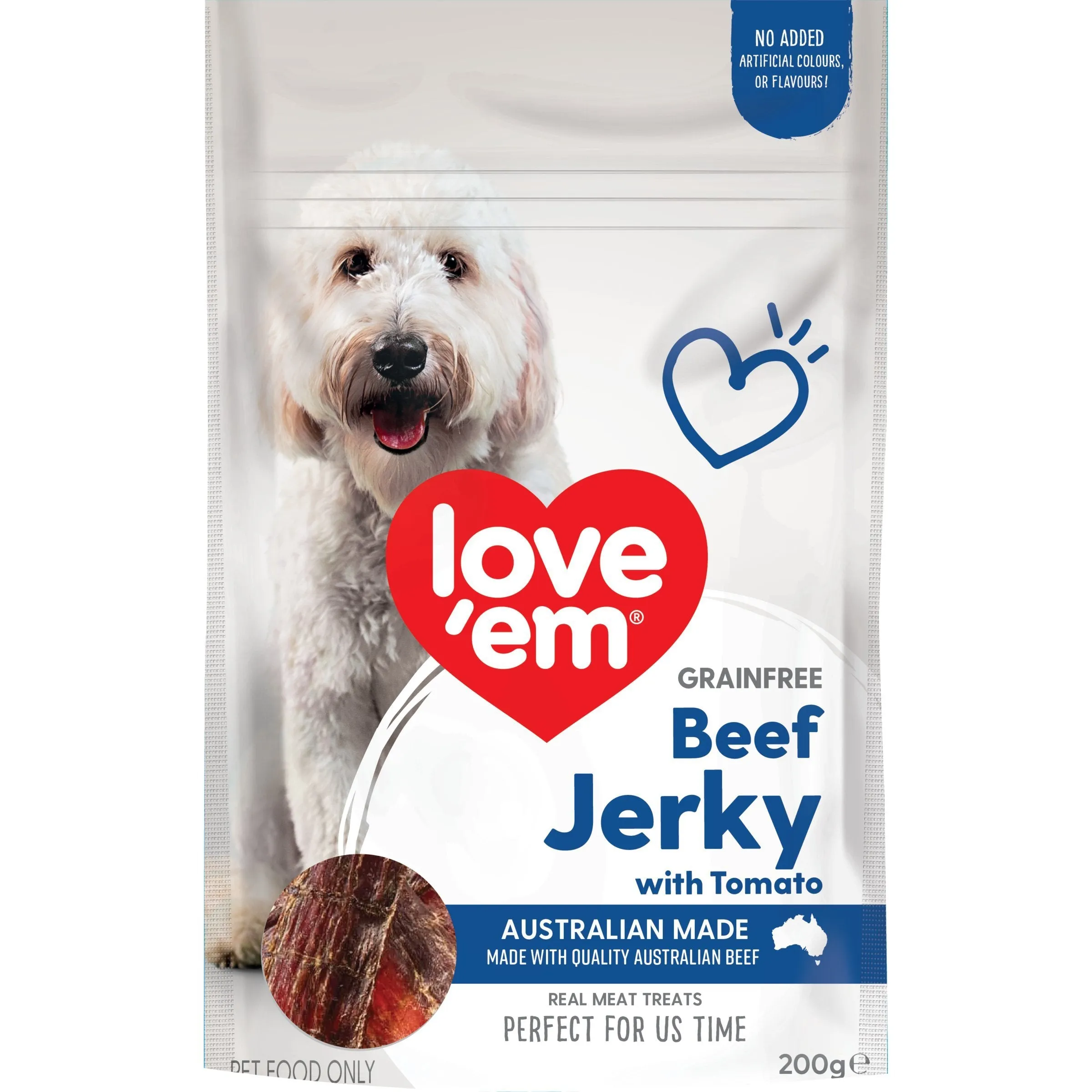 Love Em Beef & Tomato Jerky Dog Treats 200g