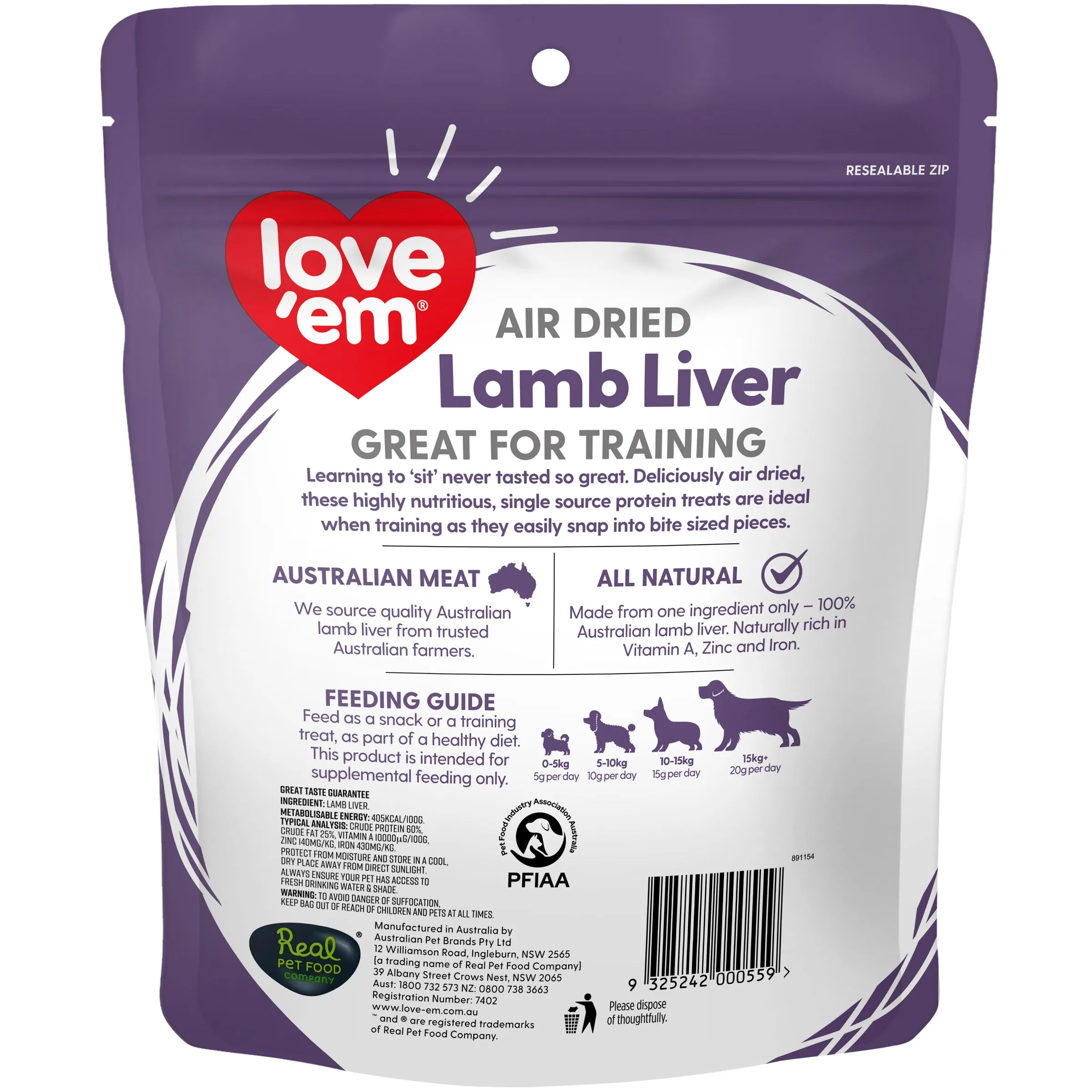 Love Em Lamb Liver Dog Treats 200g