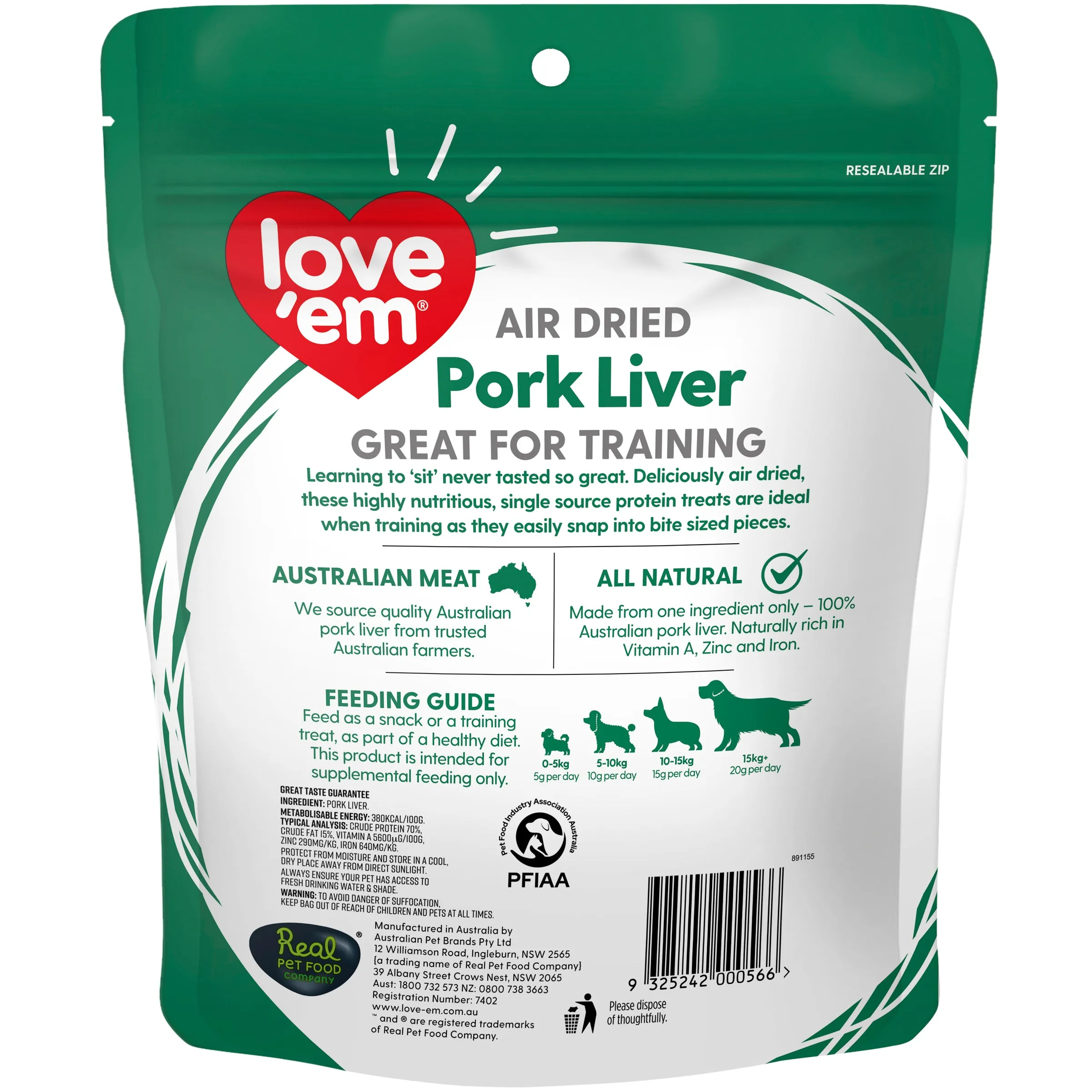 Love Em Pork Liver Dog Treats 200g