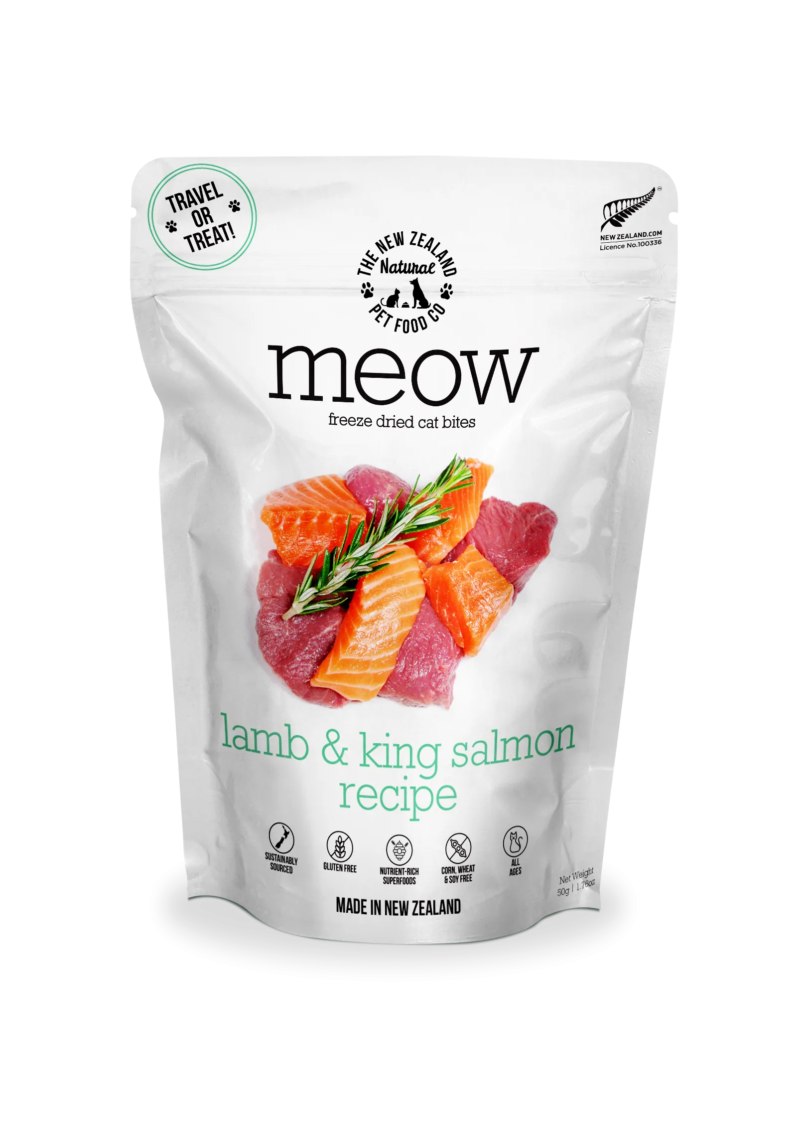 Meow Lamb & King Salmon Freeze Dried Cat Food 1.76oz