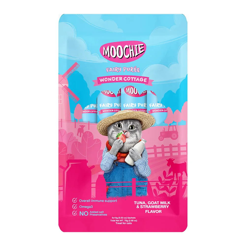 Moochie Cat Fairy Puree Tuna, Goat Milk & Strawberry 75g