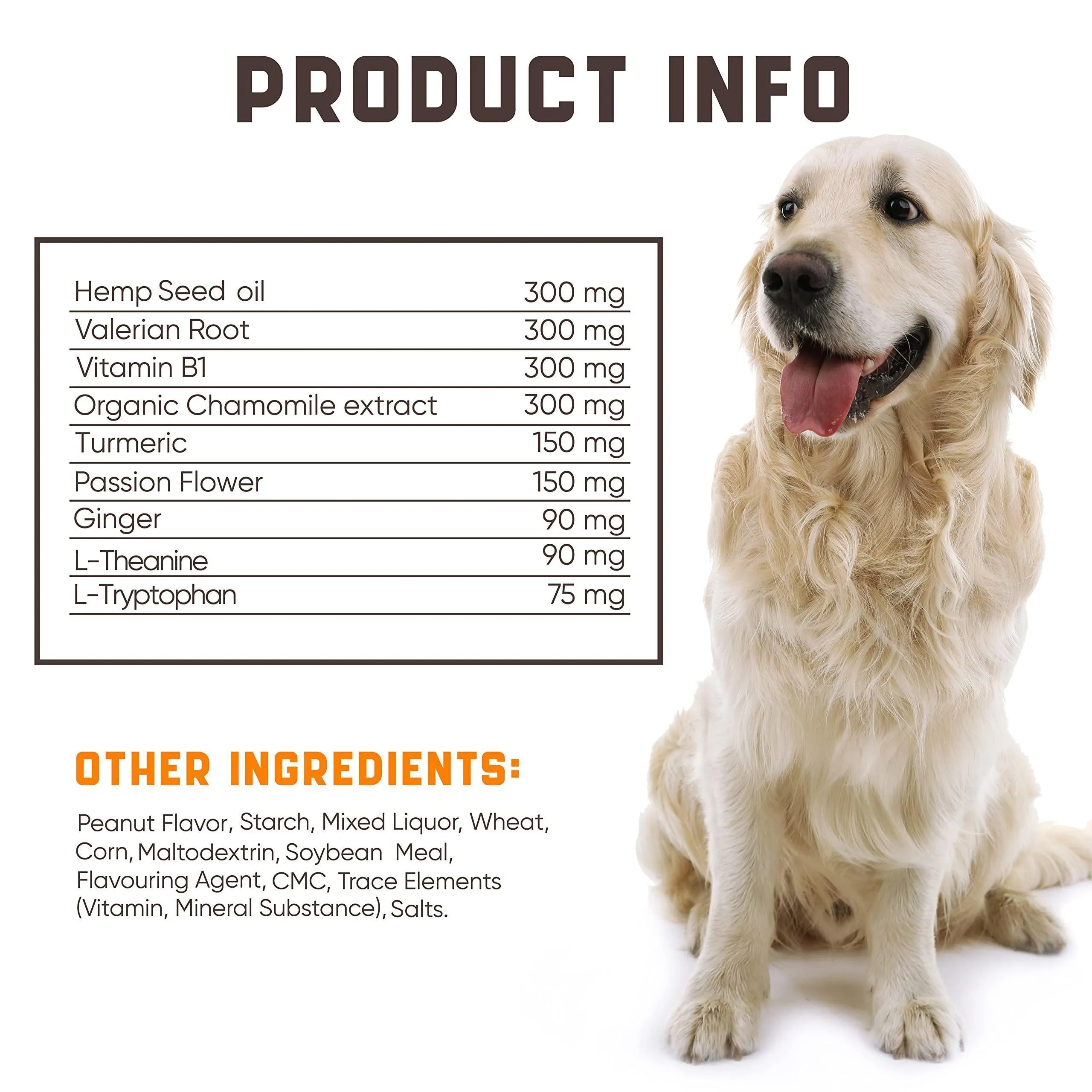 Natural Calming Chews for Dogs with Hemp Oil and Valerian Root (Peanut Butter