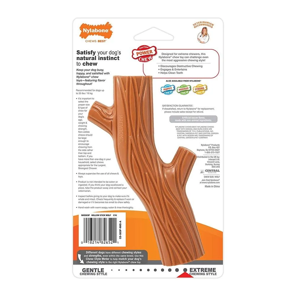 Nylabone DuraChew Power Chew Hollow Stick Dog Toy - Wolf