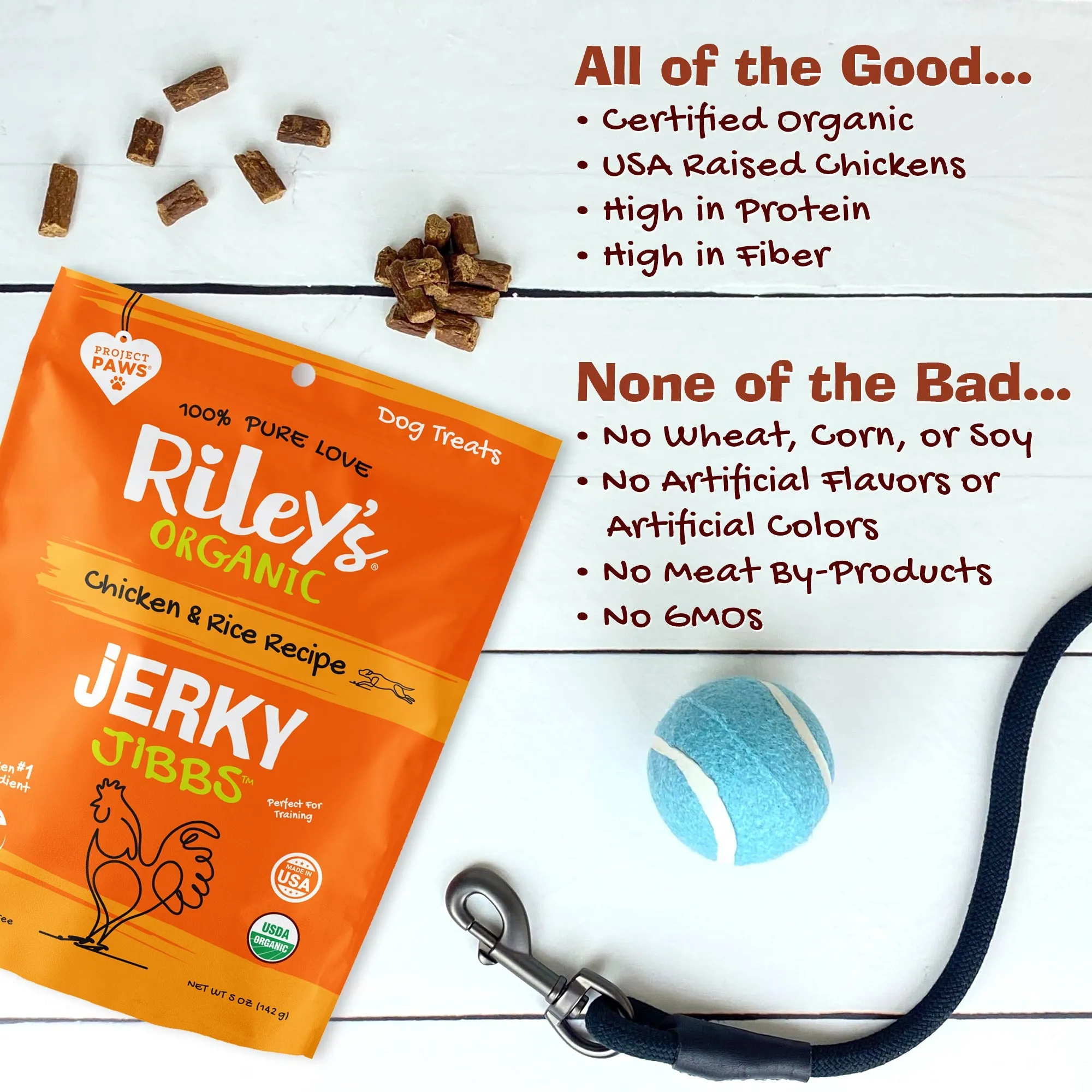 Organic Chicken & Rice Jerky Jibbs (5oz)