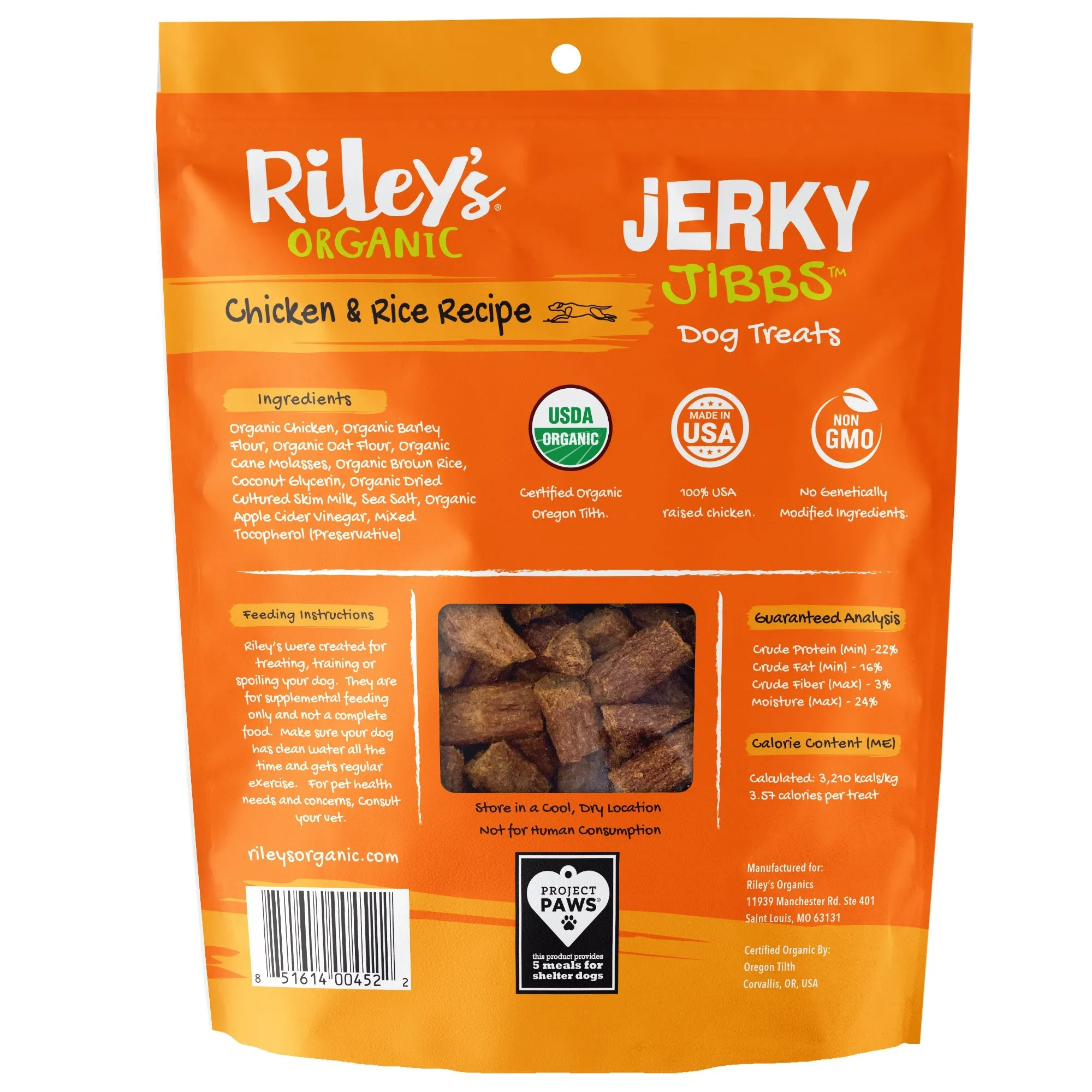 Organic Chicken & Rice Jerky Jibbs (5oz)