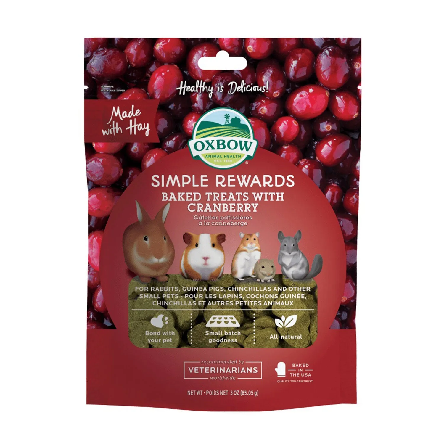 Oxbow Simple Rewards Cranberry Baked Small Animal Treats 85g