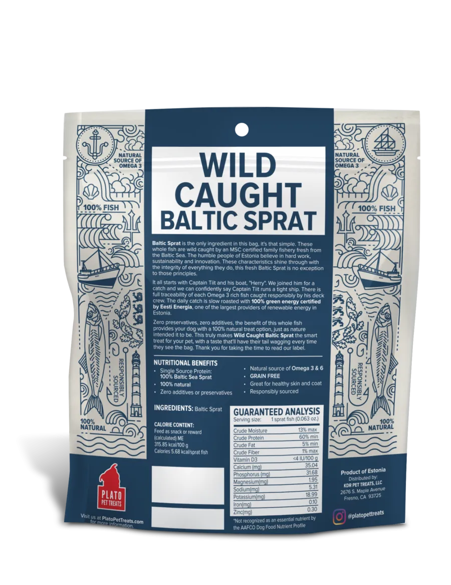 Plato Wild Caught Baltic Sprat Fish Dog Treats