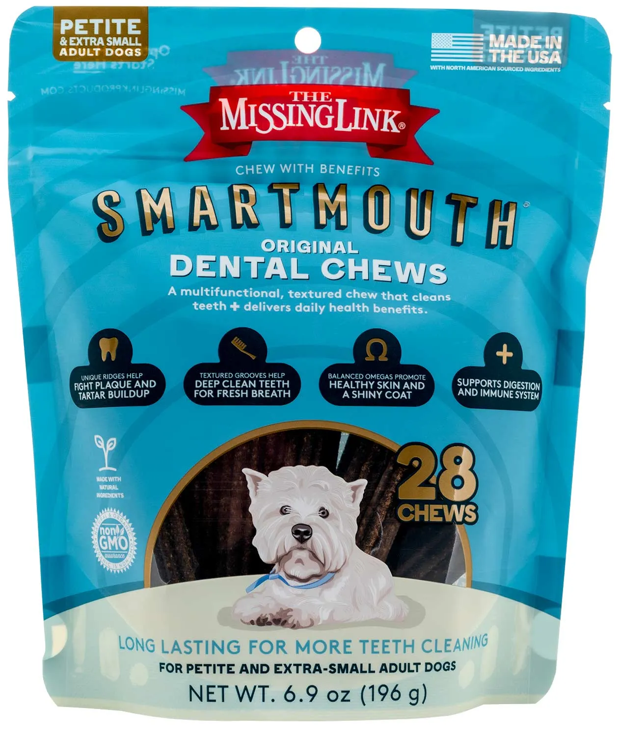 Smartmouth 7-in-1 Dental Chews for Dogs, P/XS, 28 ct