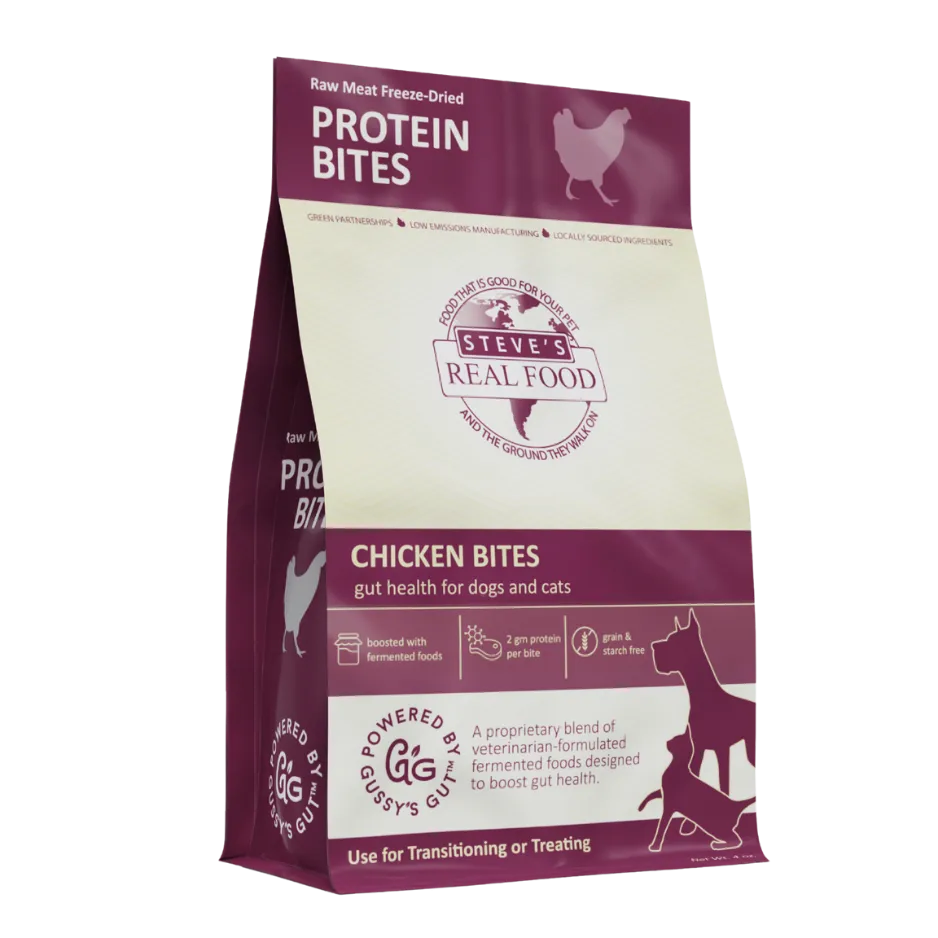 Steve's Real Food Freeze Dried Gut Boosting Protein Treats Chicken for Dogs and Cats